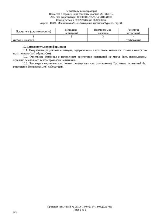 Протокол испытаний (лист 2) Протокол испытаний (лист 2)